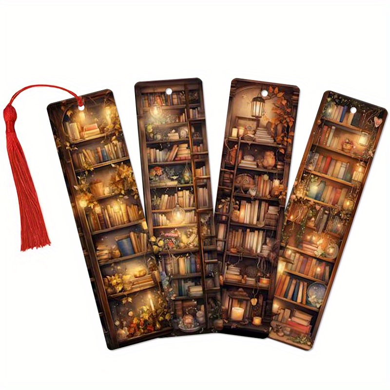 Image of 4pcs Wooden Bookmark Set With Decoration - Multicolor , Suitable For Books, Journals, And Notebooks | Vintage Aesthetic Decorative Markers