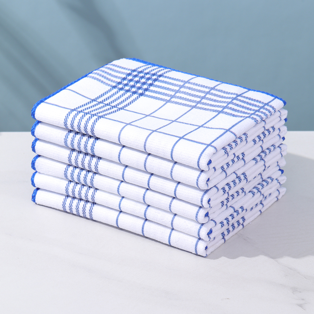 TEMU 6-pack Absorbent And Dishcloths, Large 40 X 60cm For , Suitable For Coffee Machines, 4-color Kitchen Towels, Plaid And Checkered Kitchen Towels,