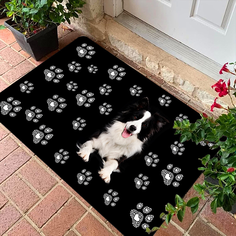 

1pc Non-slip Stain Resistant Dog Paw Print , 100% Polyester, Machine Made, Lightweight, Rectangle, Ideal For Indoor/outdoor, Living Room, Bedroom, Kitchen, Holiday Decor - Only