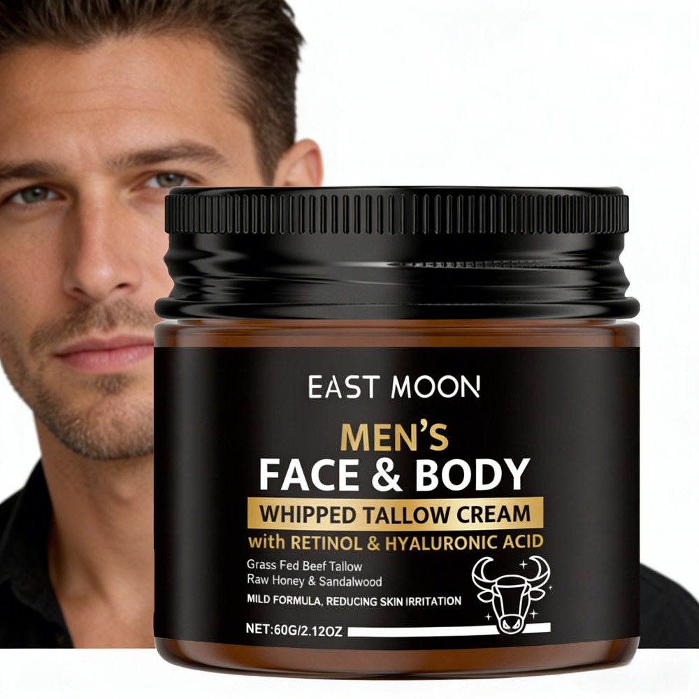 TEMU Men's Whipped Cream 60g, With Retinol Hyaluronic Acid Beef Honey And Sandalwood, Mild Formula To Reduce Skin Irritation, Non-greasy Whipped
