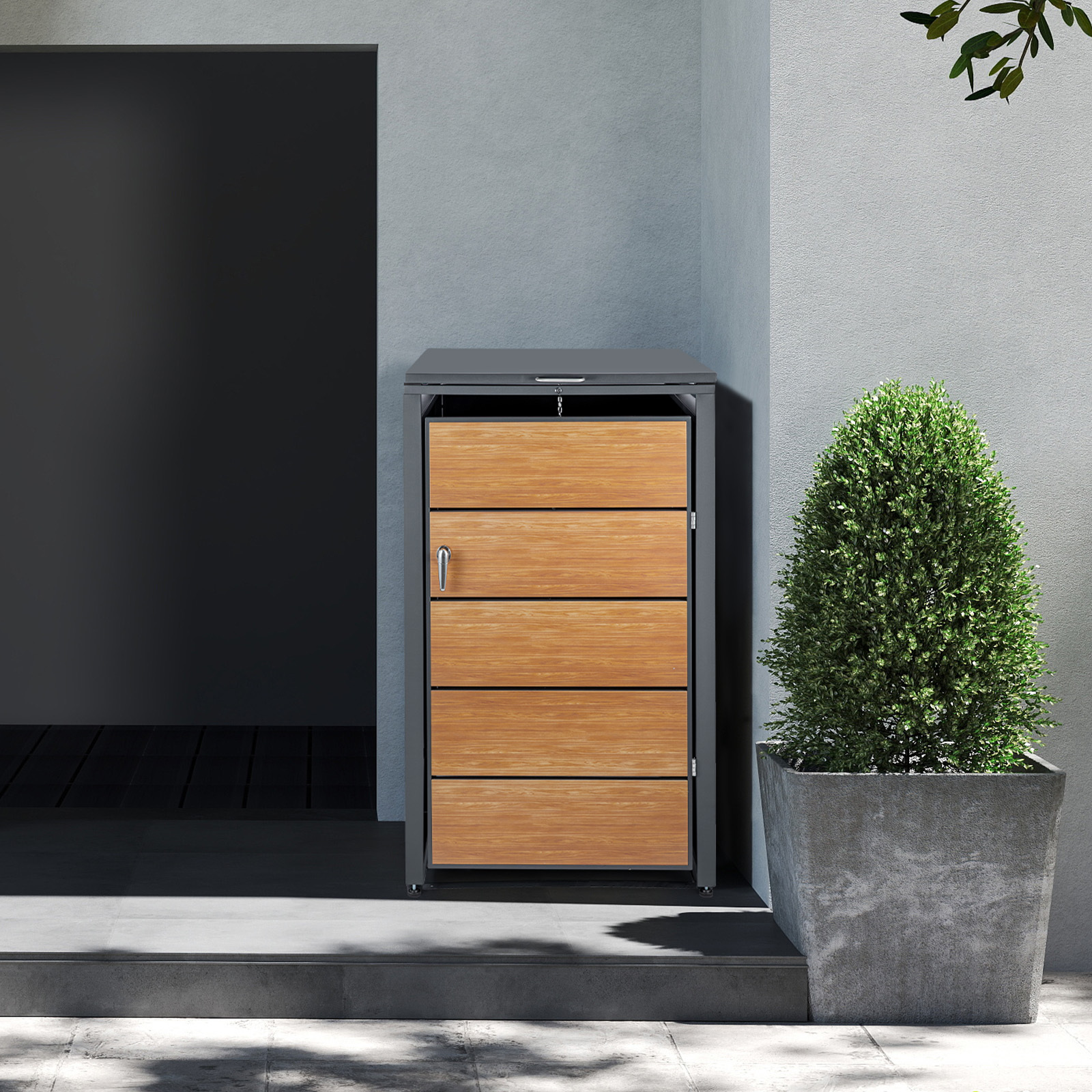Trash Can Box For 240l Bins, Lockable, Weatherproof Trash Can Cladding, Trash Box, , Waste Box, Waste Container For Garden Driveway