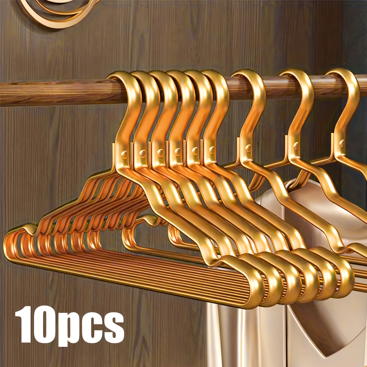 TEMU 10pcs 2026 New Portable Aluminum Hangers, Lightweight And Traceless, Suitable For Clothes, Pants And Scarves, As Gifts And New Year Presents,