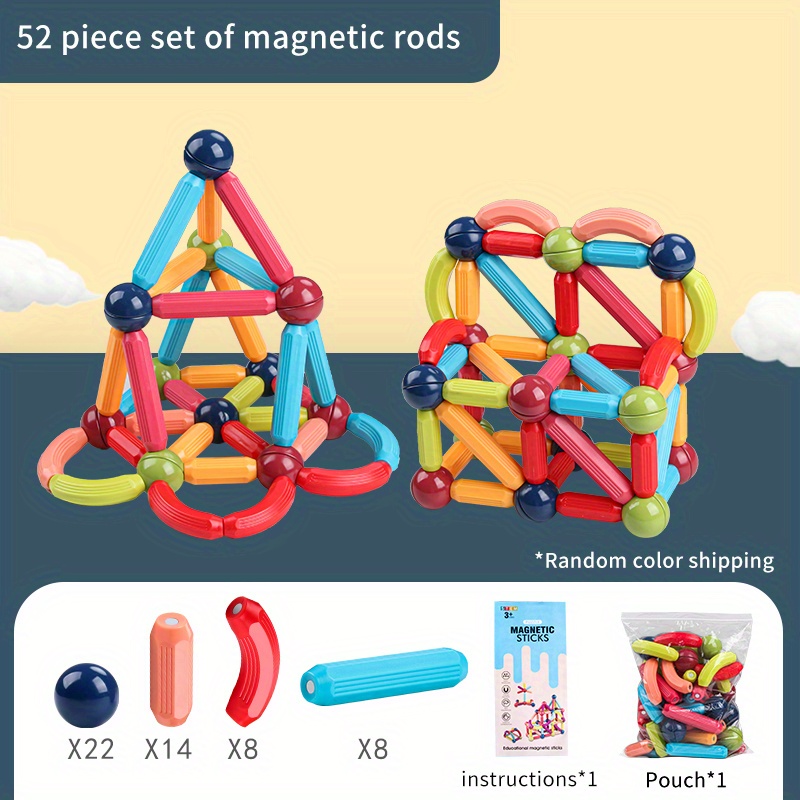   Magnetic Building Blocks: Brain-Boosting STEM Educational Toy   3+, Enhances Handcraft Skills &   Focus – Perfect Creative Learning Gift/Halloween Present/Christmas Surprise/Back-to-School Treat
