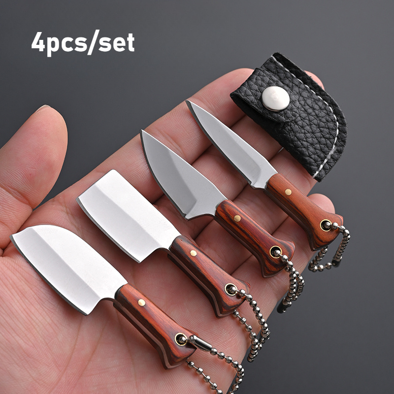 TEMU Mini Knife Set 4pcs Set, Sheathed Knife Set, Suitable For Knife Collector Gifts