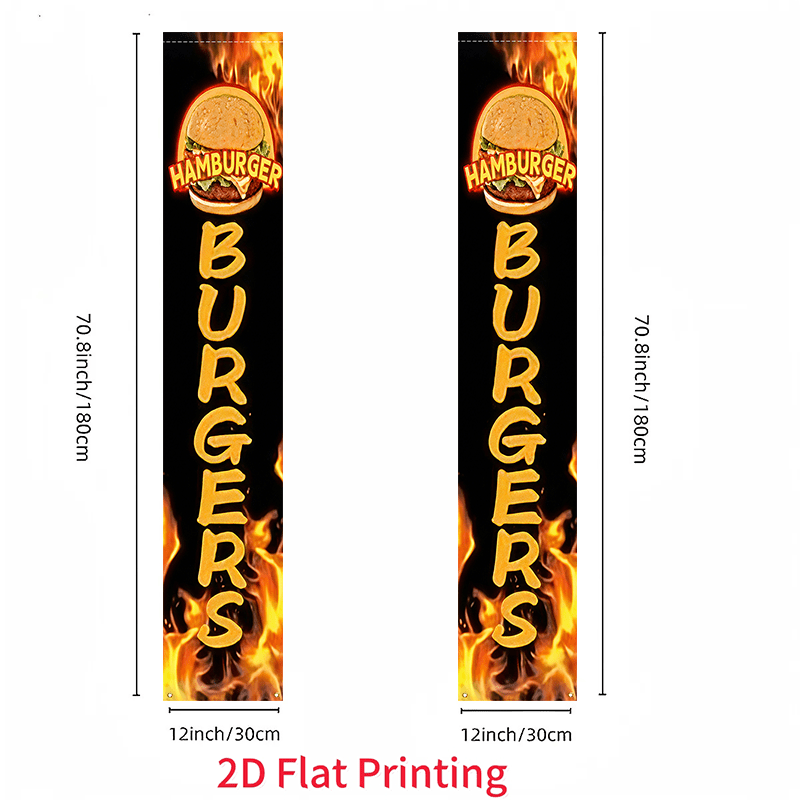 TEMU 2d Flat - 2d Flat - 2d Flat 2pcs, Hamburger , Hamburger , Suitable For Store Advertising Decoration, Hanging Banner Flags, Farmhouse Decor,