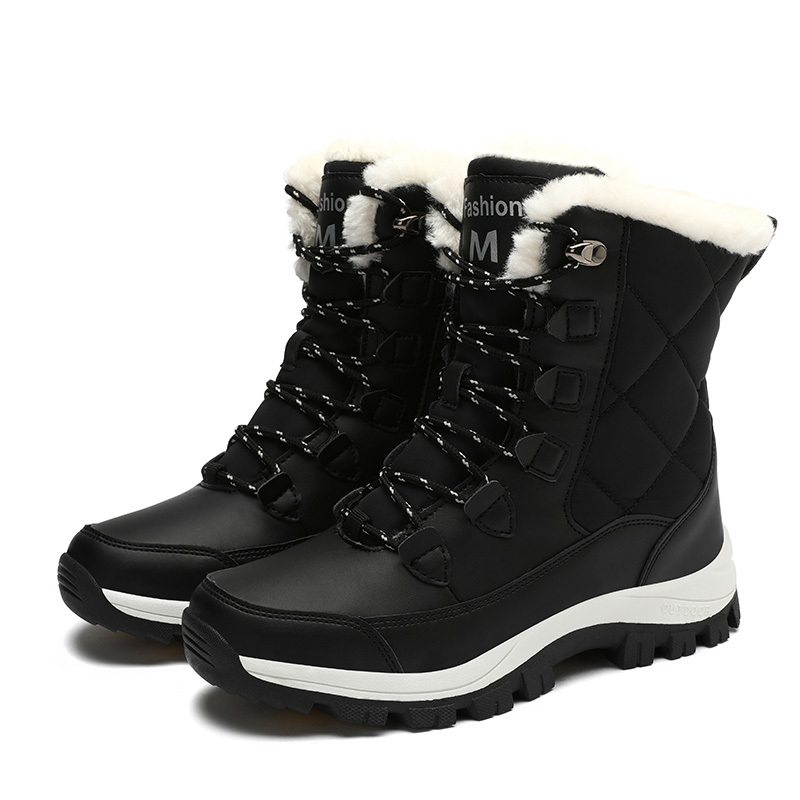 TEMU Bottes de neige chaudes d'hiver pour femmes, doublées et résistantes au froid, adaptées aux sports de neige en extérieur et chaussures larges et