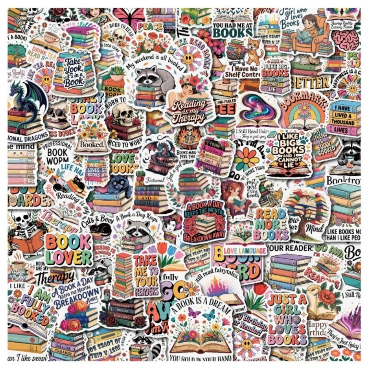 100pcs reading stickers   decorating your   journals scrapbooks and party supplies water bottles computer car luggage for handmade card decoration laptop tablet sticker more ideal for winter and new years