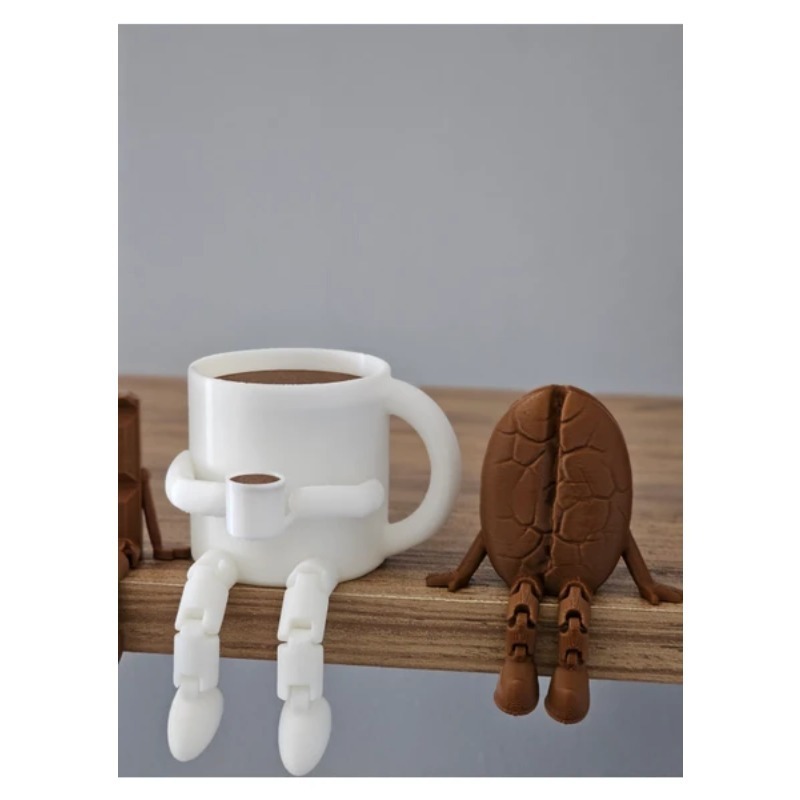 E-shop 2 Stück Kaffeetassen-Dekorationen mit beweglichem Kaffeebohnen-Modellen – ABS-Tischdeko geeignet für Kaffee, Zuhause, / Gebrauch, niedliches