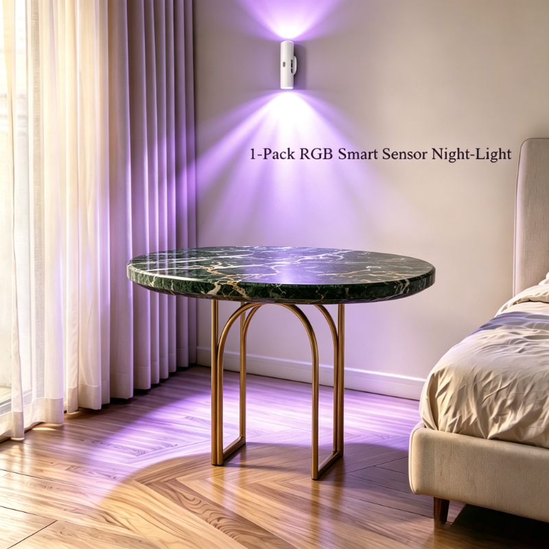 TEMU Luz de Pared de 2 LED con Sensor de Movimiento de Colores (Paquete Individual)! Recargable por USB con Bidireccionales Hacia /Abajo, con Efectos