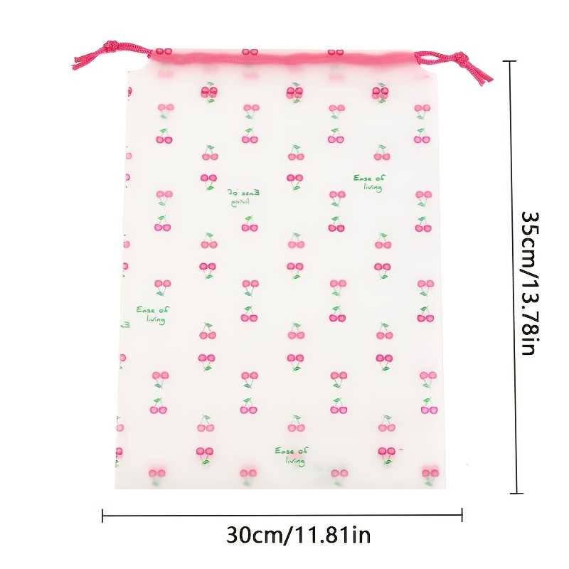 TEMU 8pcs Cherry Travel Shoe Bags With Drawstring Closure, Transparent Clothing Storage Bag With Drawstring. Durable Drawstring Closure, Large