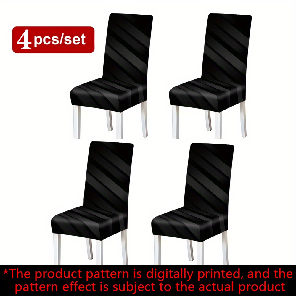 TEMU 2/4/6pcs Modern Textured Print Chair Covers - Elastic Band Closure, Removable & Machine Washable Slipcovers For Dining Room, Kitchen, Office,