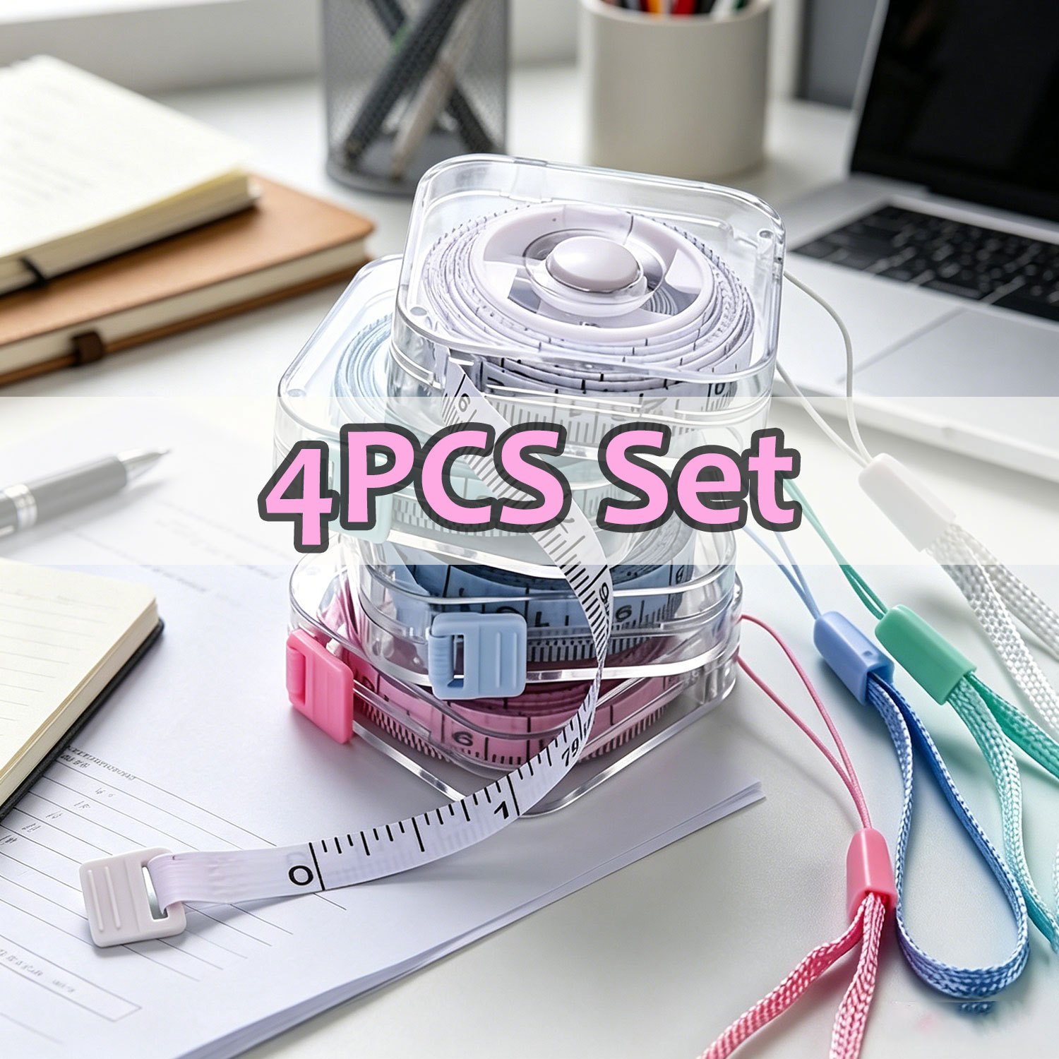 Image of 4pcs Retractable Soft Tape Measure, 2m/79 Inch Small Portable Measuring Tape With Lanyard, Dual Scale And Inch Mini Body Tape Ruler For Sewing Tailor Craft