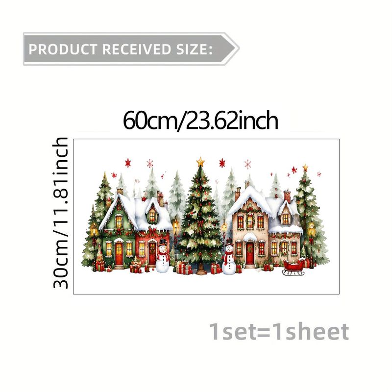 TEMU . 2D Flachmuster, Weihnachtsfensteraufkleber, statische Glasfolien, Fensterdekoration, Glaswandbilder, Fensteraufkleber,