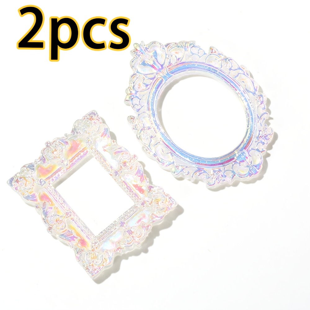 TEMU 2pcs Modern Elegant Horizontal Wall-mounted Photo Frame & Clip Holder Set - Rectangular Resin Picture Frame Suitable For Decor, Picture Display,