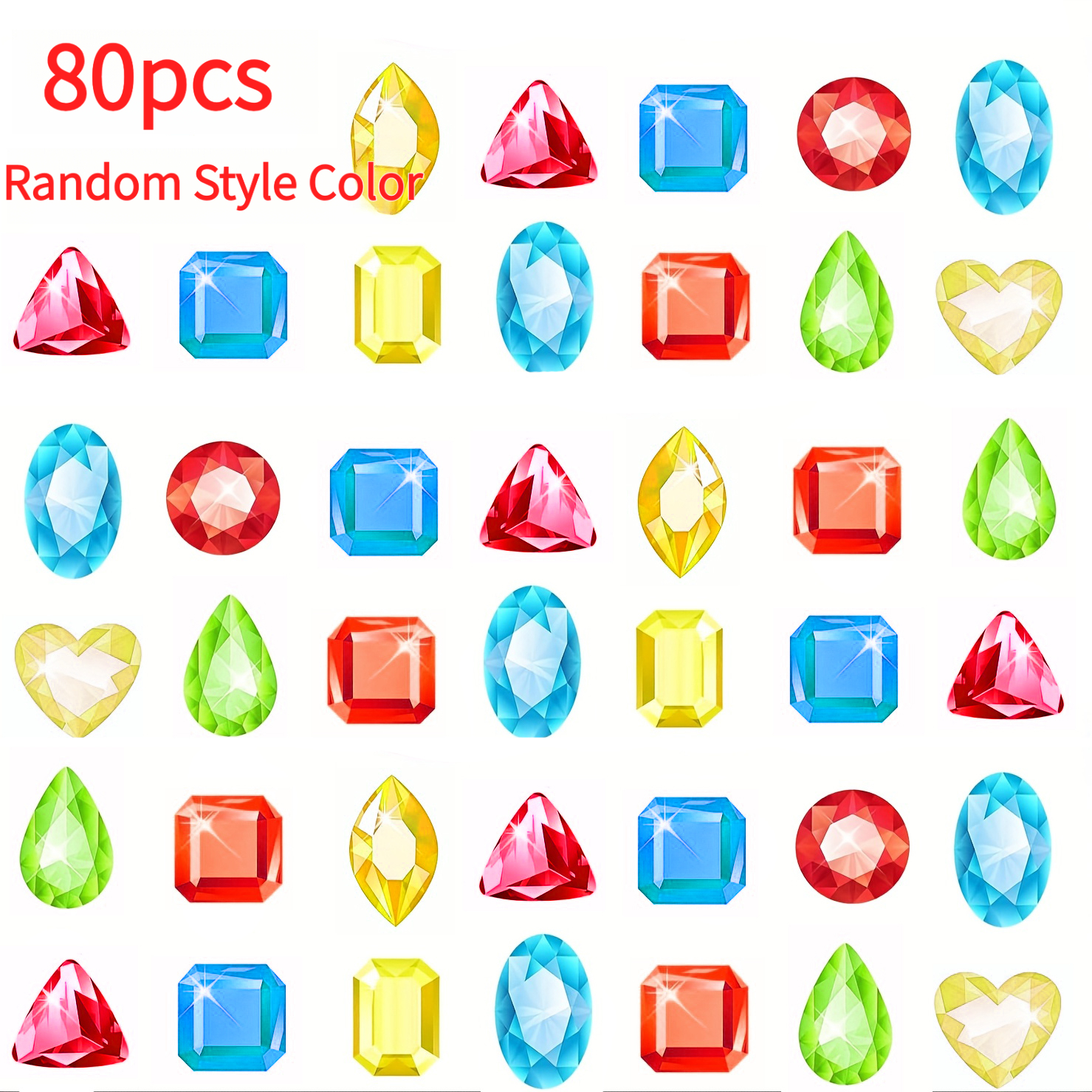 Image of Feellife 80pcs Summer Pool Acrylic Gems, Colorful Sparkling Pirate Treasure Diamonds, Craft Beads, Beach Treasure Hunt Toys, Pool Diving Game Gems, Random Color