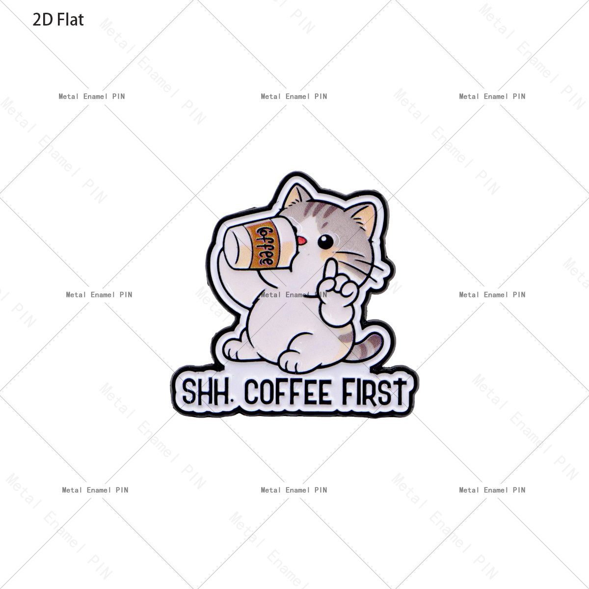 TEMU Épingle de revers 2D plate, épingle de revers 2D plate avec amusante de chat ", 'abord", épingles et broches en émail, épingles-badges pour sacs