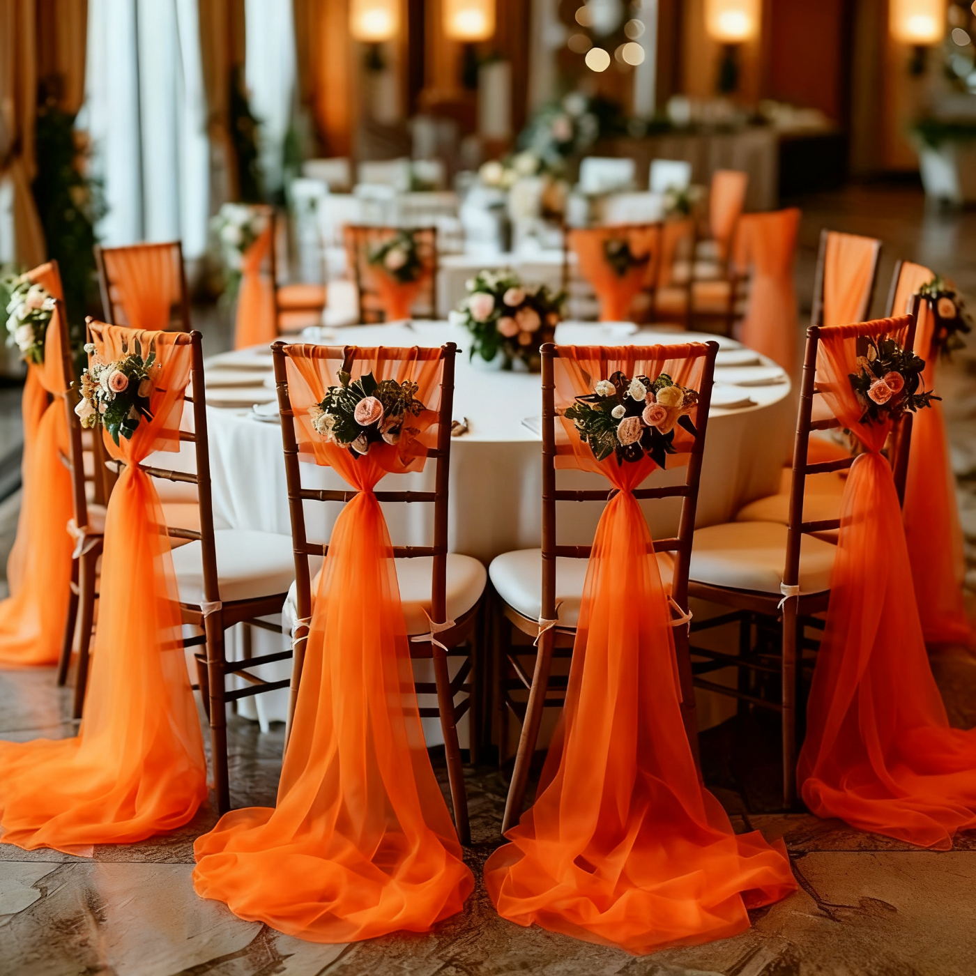 TEMU 18 pièces de décorations en tulle orange transparent pour chaises, fabriquées en tissu polyester de tulle, parfaites pour décorer les chaises