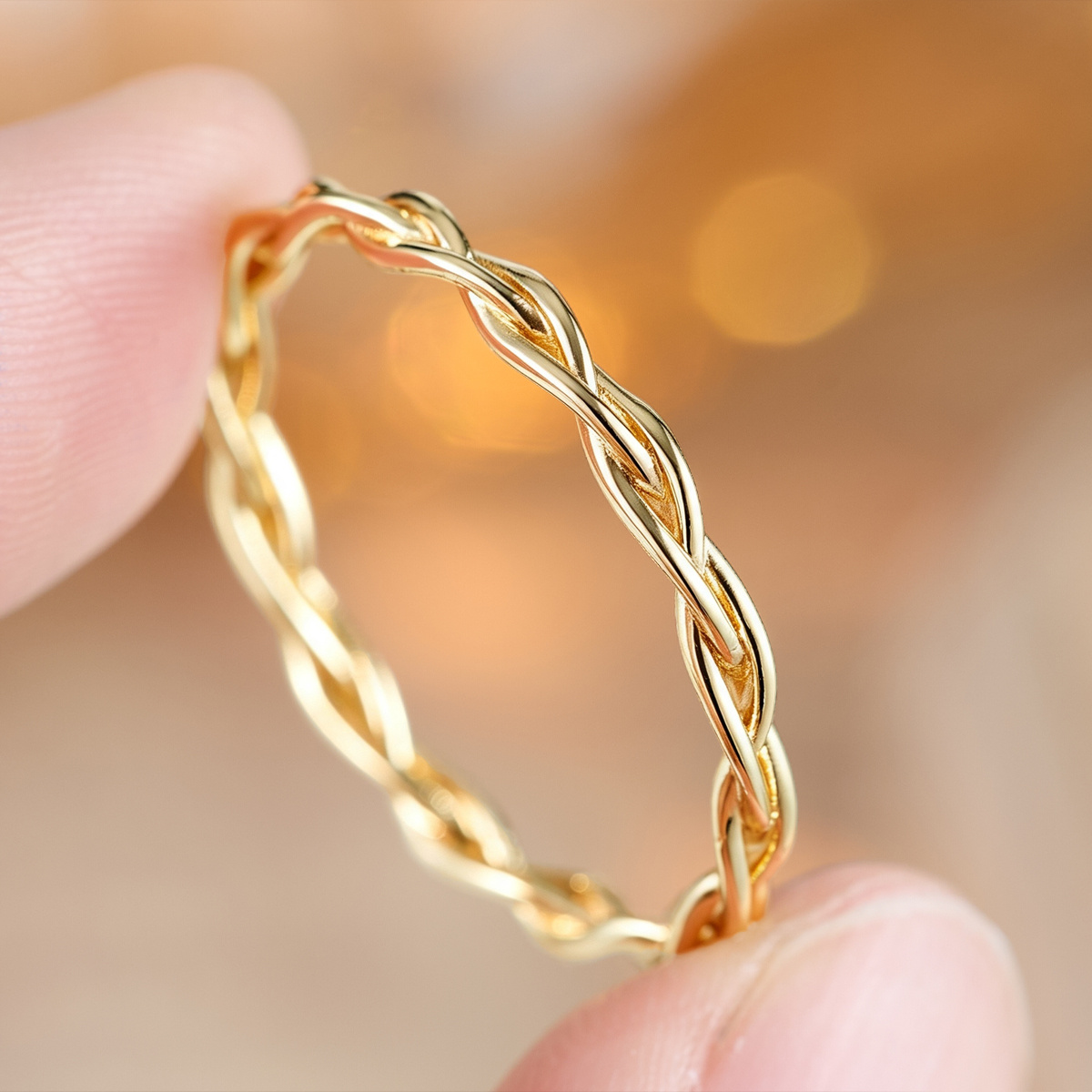 Women's Simple Twisted Braided Band Ring, Elegant Design