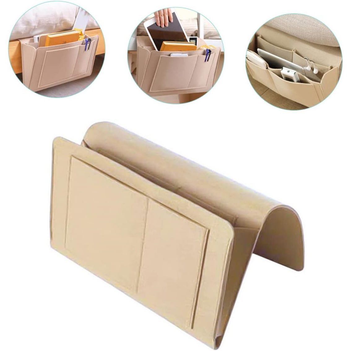 TEMU 1 Storage Basket, A Bedside Hanging Storage Pouch Made Of Wear-resistant Fabric. Available In Multiple Colors, Hung On Beds Or Sofas. Features A