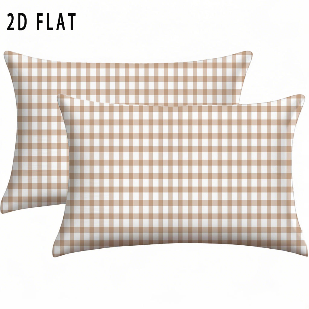 TEMU 2pcs Khaki Plaid Pillowcase Set, Retro Soft Checkered Color Scheme, Fits Home Styles, Adds Warm Texture To Bedroom