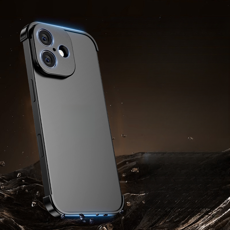 TEMU Phone Case: Metal Four-corner Anti-drop Pad Compatible With Iphone 17 Pro Max Corner Pad Frameless New Compatible With 17 Pro High-end Fashion