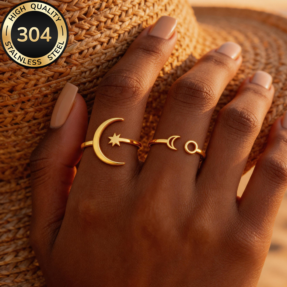 2pcs Golden Open Ring Set for Women