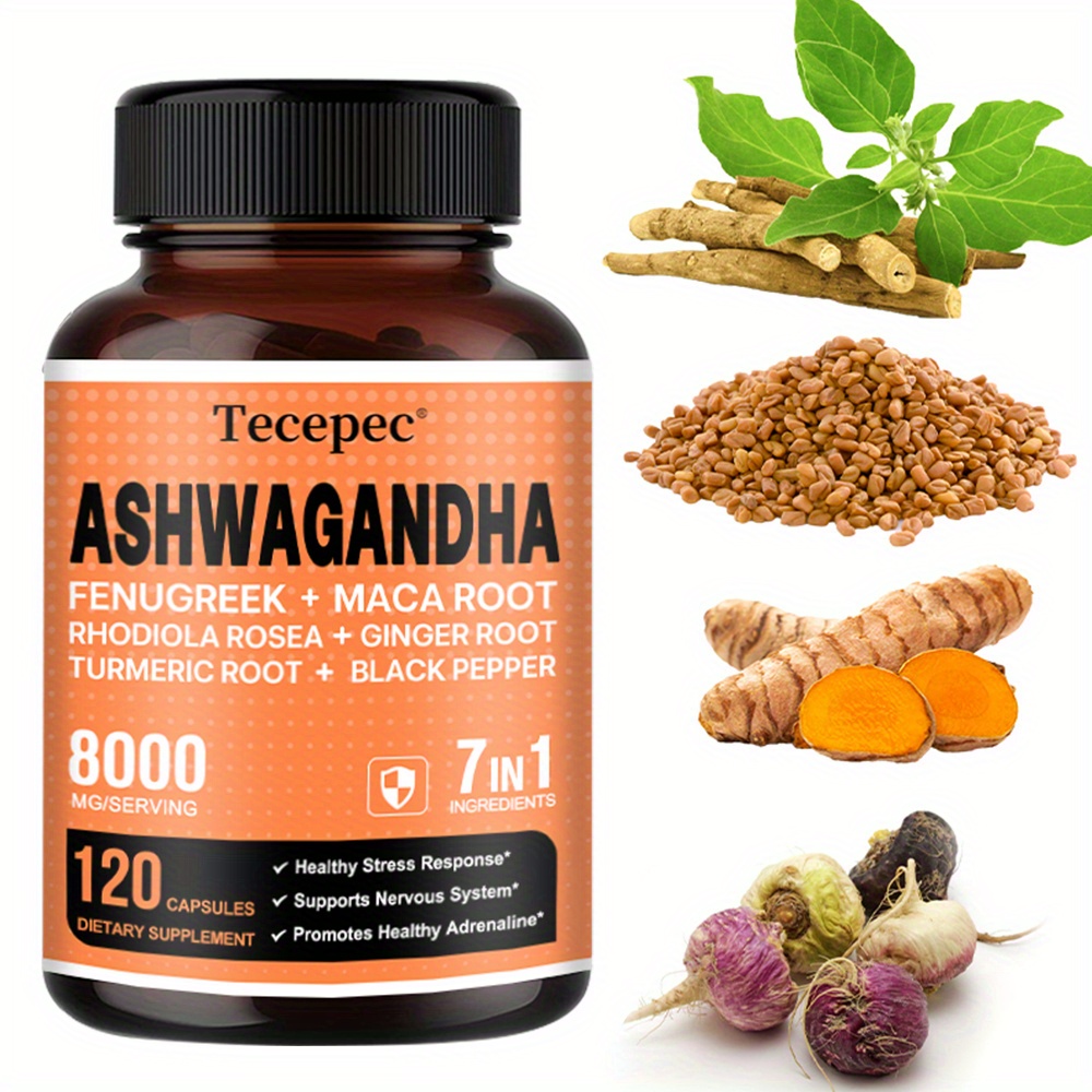 7 in 1 supplement with ashwagandha maca     ginseng and more supports normal   and nerve health 120 capsules details 1