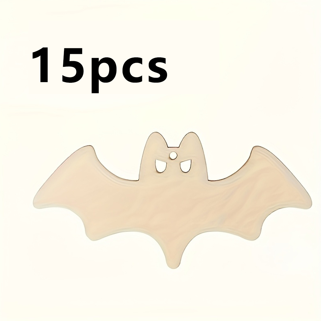 TEMU 2d Flat, 15 Unfinished 2d Wooden Bat Silhouette Wood Plaques, Wood Bat Shape, Suitable For Diy Halloween Decorations, Hanging Crafts, Holiday