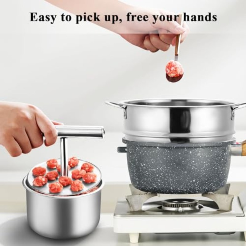 1pc stainless steel meatball mold 12 meatball manual mold with ergonomic   easy to make uniform meatballs suitable for soups pasta and appetizers dishwasher safe rust proof and commercial grade suitable for restaurants