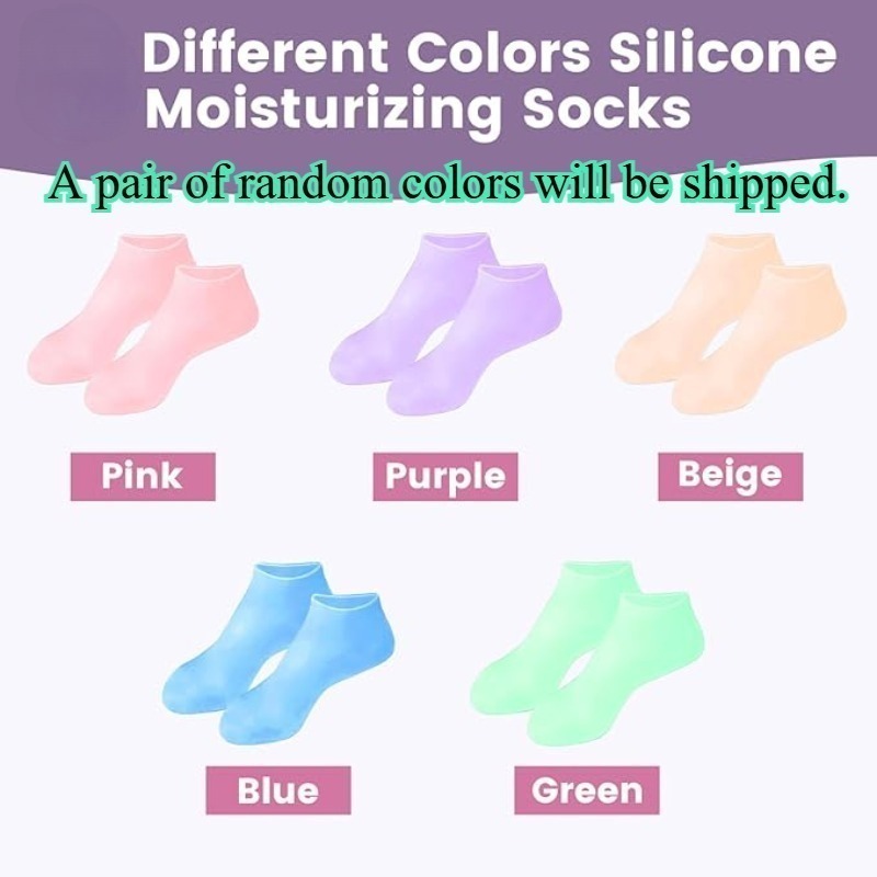 TEMU Moisturizing Anti-cracking Socks, [bottom With Anti-slip Particles] Upgraded Silicone Foot Care Socks, Random Colors, Moisturizing Foot Care,