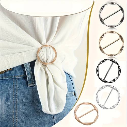 5pcs multifunctional metal scarf t shirt clip set packed in different colors easy knotting and waist cinching accessories suitable for sewing garments to length and tie