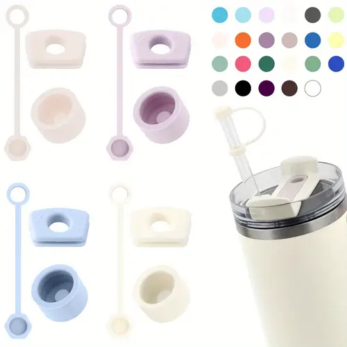 pack of 12 silicone spill stopper set multi color spill contains 4 straw cover 4 square lid compatible with cup 2 0 with straw cover