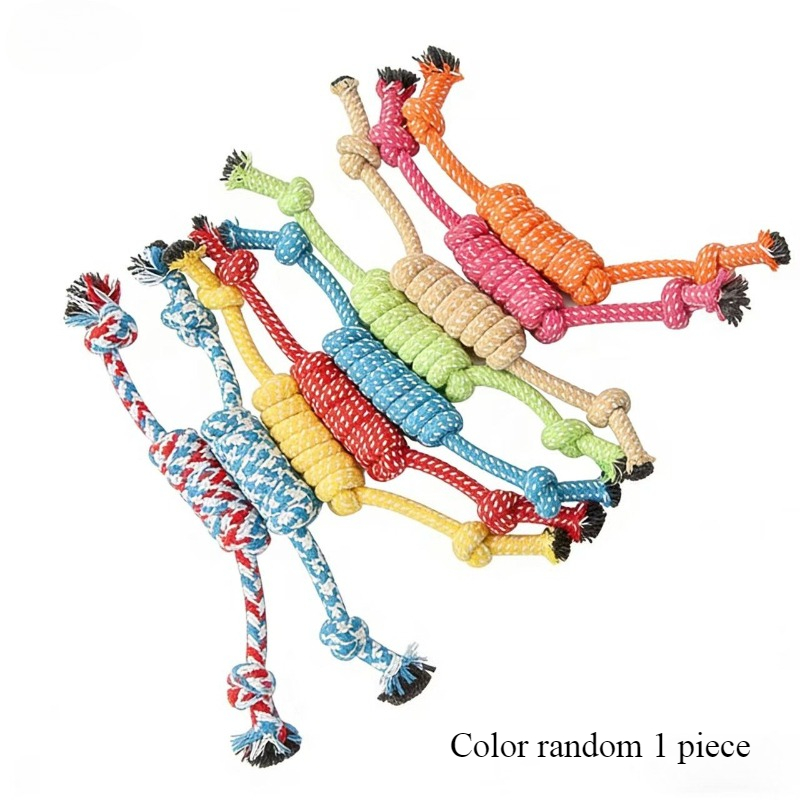 TEMU 1pc Rope Toy - Chewable And Tooth-cleaning, For Teething Relief And Boredom, Random Color, Suitable For , Dog Toy, Cat Toy, Pet Interactive Toy