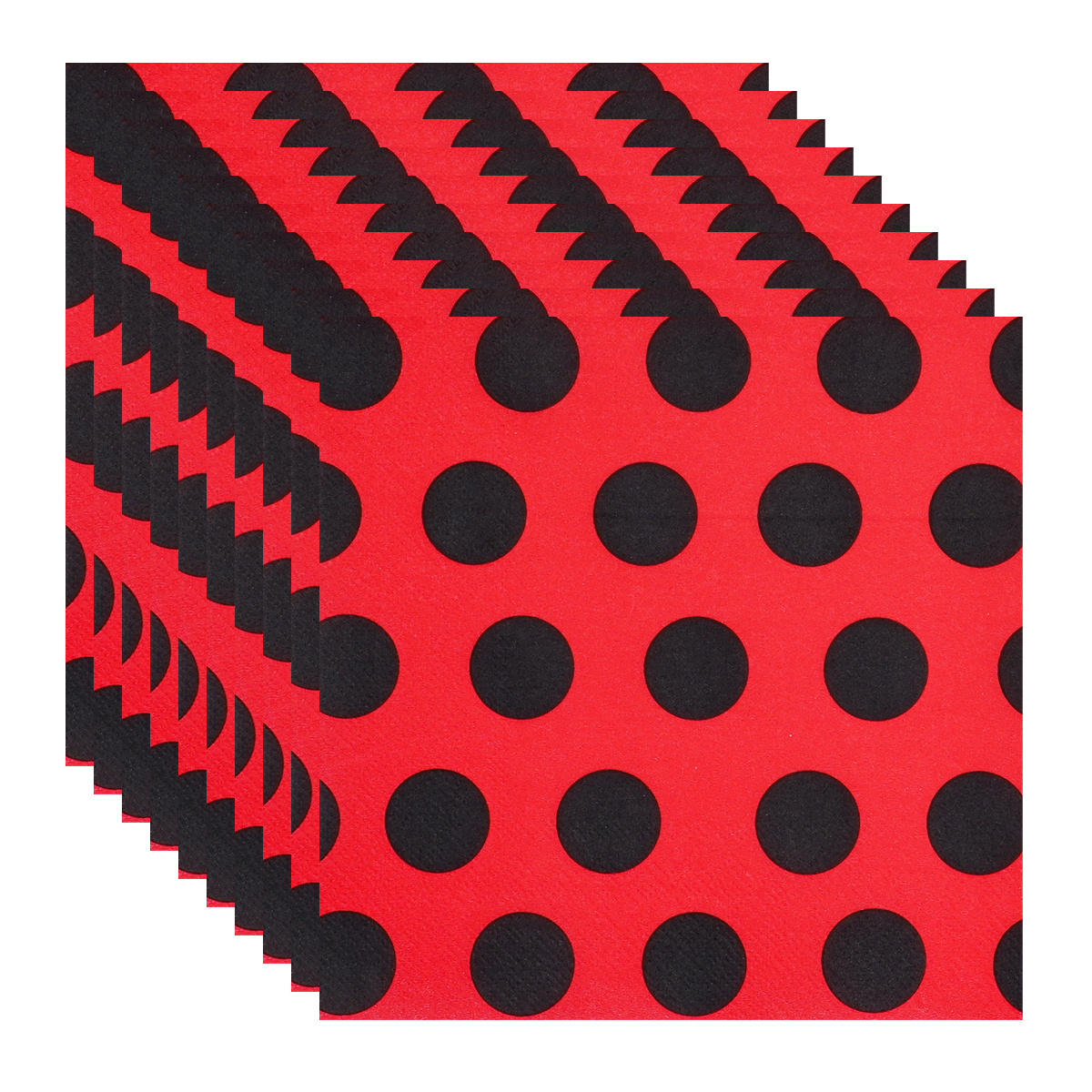 TEMU Red Background With Black Polka Dots Themed Party Napkins, Pattern For Birthday Party Decorations, 25pcs Per Pack, 33*33cm/13*13inch Birthday
