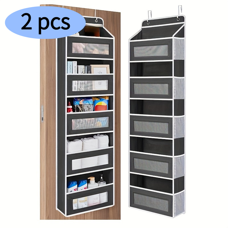 TEMU [1-pack/2-pack] 5 Shelf Hanging Door Organizer With 5 Large Capacity Pockets, Anti Tilt 44 Lb Load Behind Door Organizer For Bedroom, Bathroom,