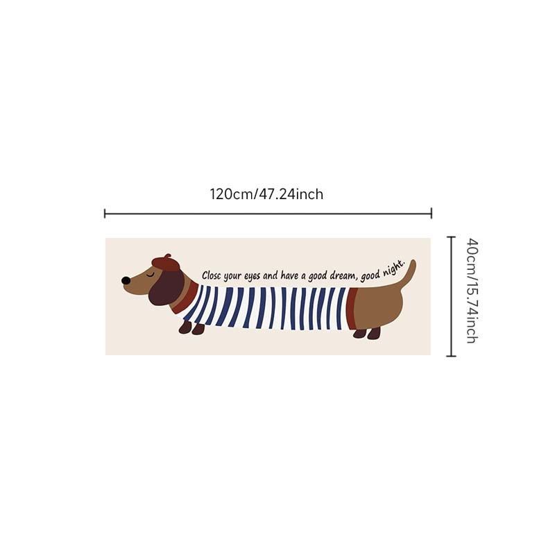 Image of Imitation Cashmere + 1000g + 10mm Ins-style Dachshund Pattern Plush Long Runner Rug, Fluffy And Soft Bedroom Decor Dog Rug, Household Bay Window And Sofa Front Rug