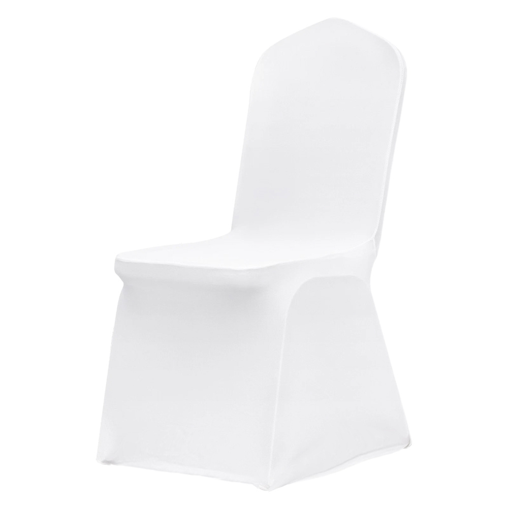 Image of 10pcs White Stretchable Chair Covers | Durable Polyester Dining Chair Covers For Weddings, Parties, Events, Birthdays, Anniversaries, Business, Universal Fitted, Removable & Washable