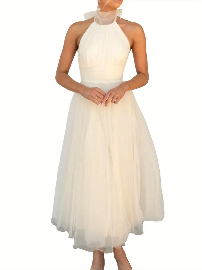 womens backless long dress adjustable tie halter neck tulle - Temu womens backless long dress adjustable tie halter neck tulle - Temu