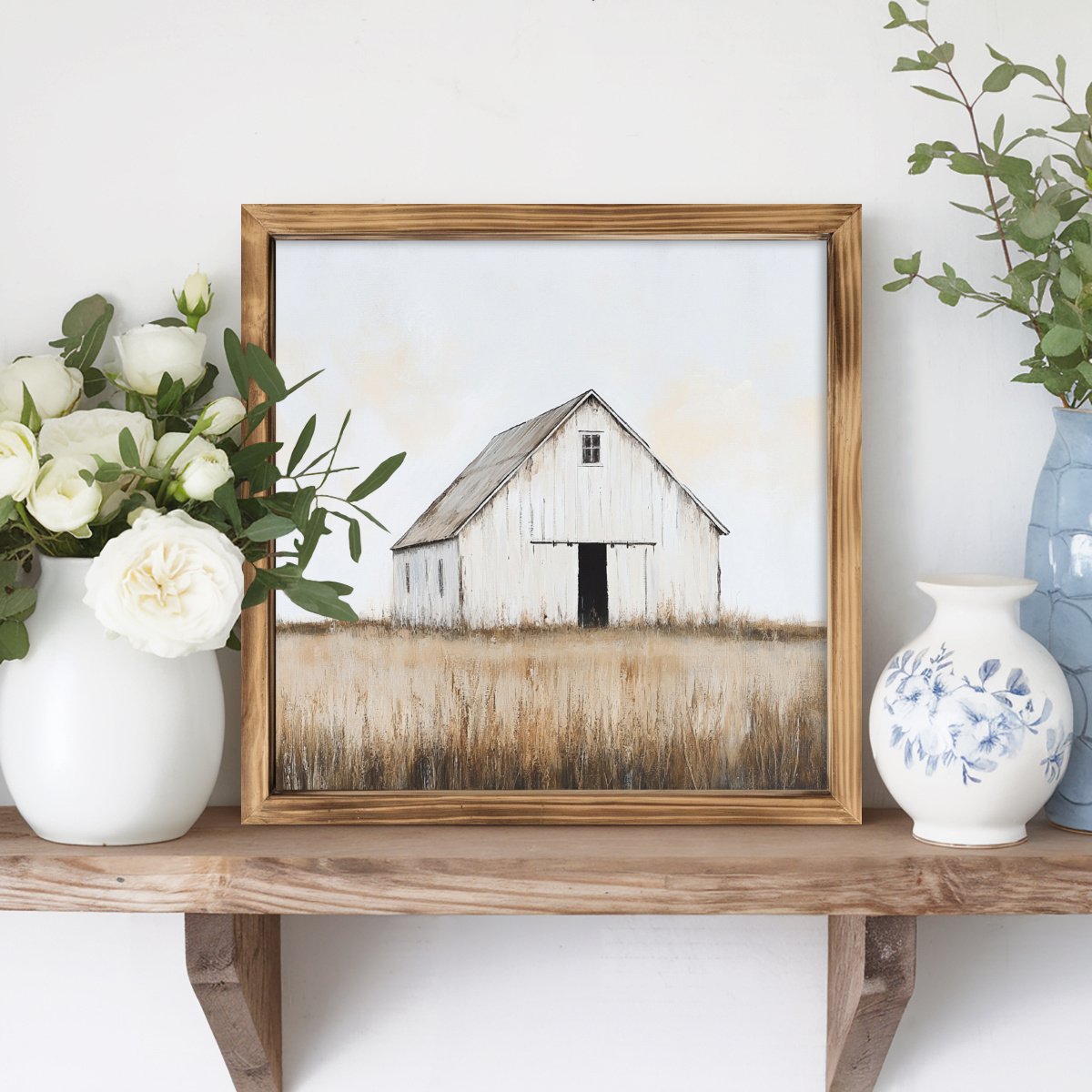 TEMU 1pc, Barn On The Prairie Vintage Framed Wooden Sign, Rustic Wall Art For Kitchen, Bathroom, Bedroom, And Office, Decor Or Housewarming Gifts