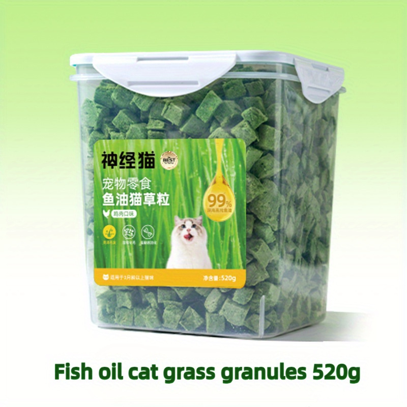 TEMU 1pc Cat Snacks, Suitable For Adult And Kittens, Grinding Teeth, Hair Removal, Teeth Cleaning, Gentle Care, Cat Food, Fish Oil, Cat Grass Particles, 520g