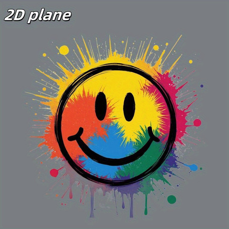 1 Rainbow Swirl Face Heat Transfer Sticker - Vibrant Artistic Iron-on Applique For Jackets, T-shirts, Backpacks - Decorative Transfer For Halloween, Christmas, Thanksgiving, , Pvc Material