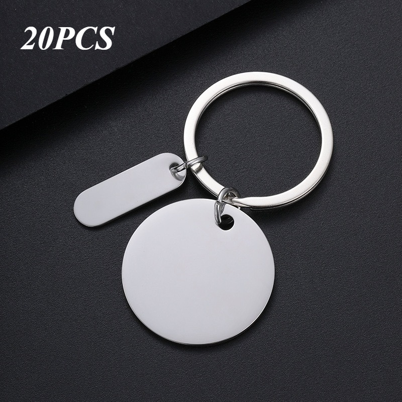 TEMU 20pcs--four-color Stainless Keychains - Round Laser-cut Metal Keychains For Diy Crafts And Gifts, Stylish Black Keychain | Keychain Accessories