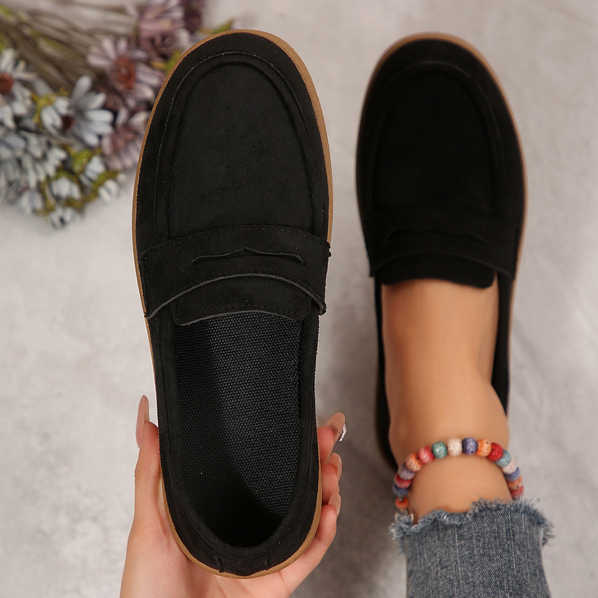 TEMU Women's Tassel Embellished Loafers, Plus Size Flat Casual Shoes, Comfortable Sole Autumn Daily Walking Women's Shoes, Women Shoes