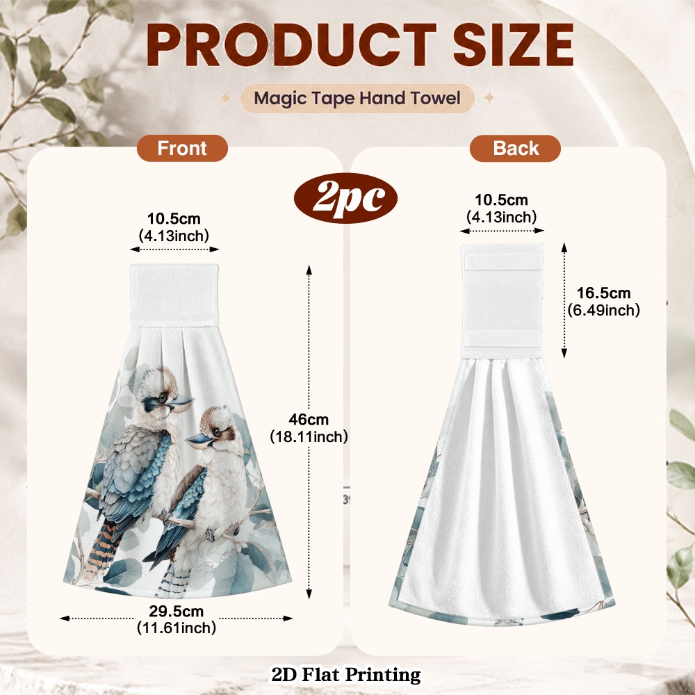 TEMU 2d Flat, 2pcs Australian-themed Towels Suitable For - Super Absorbent Microfiber Tea Towels With Magic Hanging System, -friendly Fabric, Branch