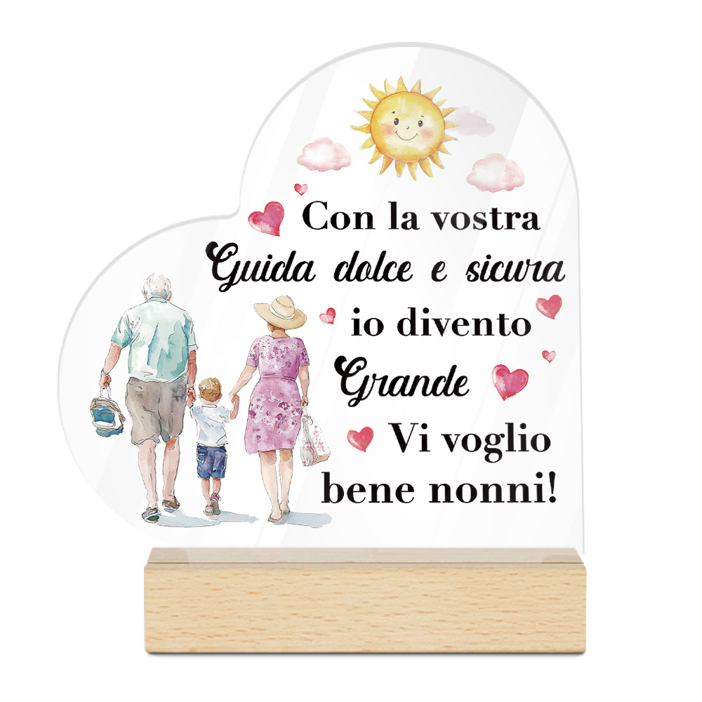 2D Flat - [2D Flat] 1pc  -Shaped Acrylic Sign with Wooden  , With Your   Guidance, I   Up, I   You Grandparents! - Ideal for Home, Farmhouse, Living Room Decor, Perfect Gift,   Decor | Heartshaped Design | Acrylic Construction,   Decor