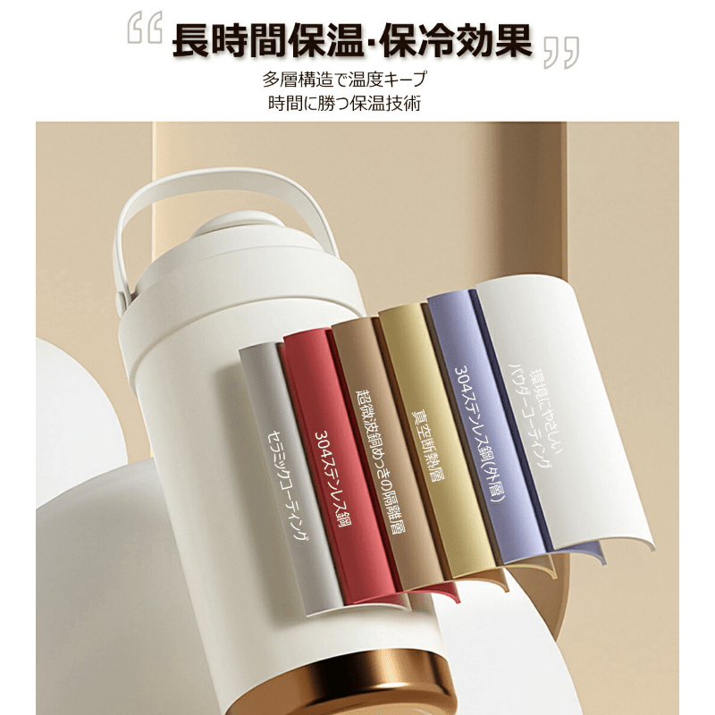 500ml セ ＆メタル二重壁断熱トラ  - 漏れ防止エルゴノミックハンドル、 トなベージュに金の 、大容量コーヒーカップ 女性用、オフィス＆通勤向け - 母の日ギフトに最適な耐久性のある再利用可能なコーヒー旅行マグ 商品詳細 1