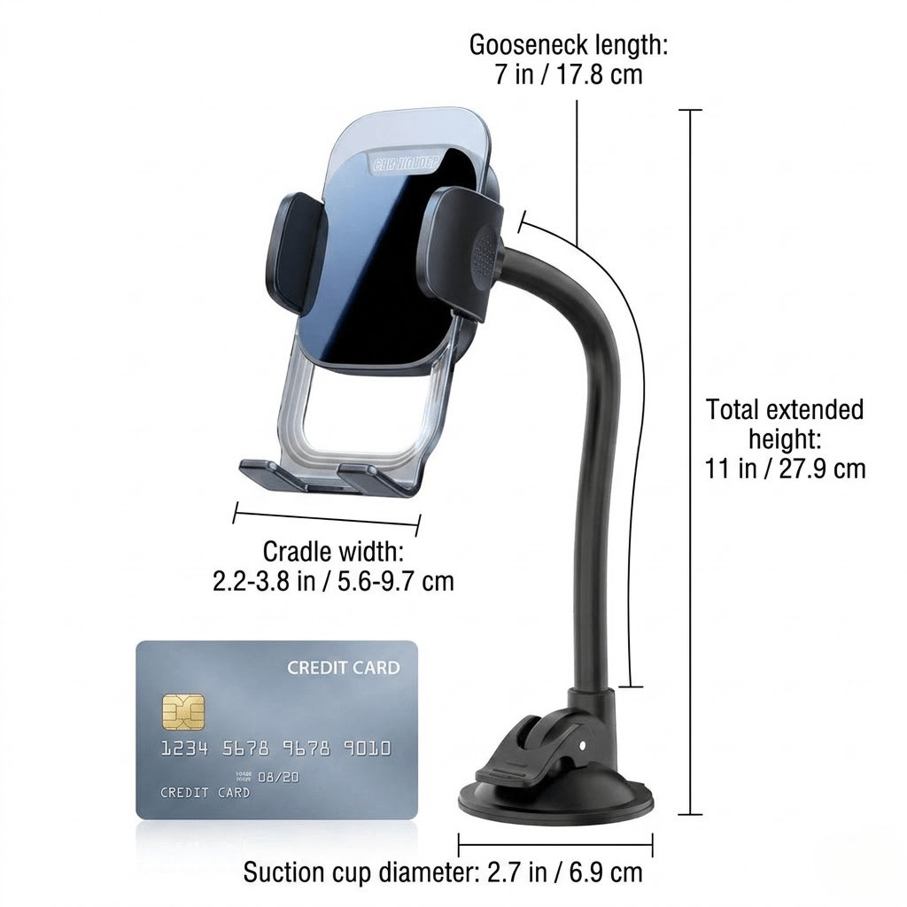 TEMU 2-in-1 Heavy-duty Car Phone Mount With Rotatable Dashboard & Flexible Neck Arm, Dashboard/ Holder Suitable For Most Car, Strong Suction Cup &