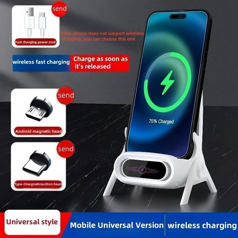 TEMU 2026 Multifunctional Desktop Wireless Charger, No Battery Required, Supports All Note20/10/9/ And Other Phones, Supports Fast Charging, With