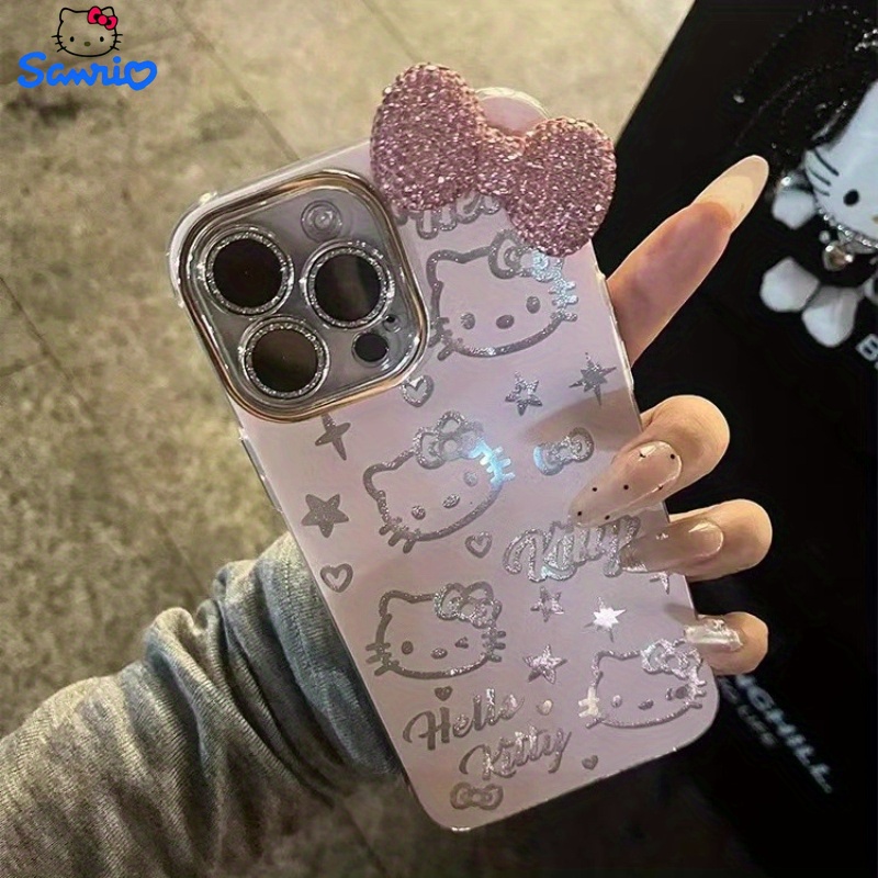 Cute Cartoon Kawaii Cat 3D Diamond Bow Suitable for Iphone 15 Pro Max Phone Case, New Iphone 14 Acrylic Design, Creative Drop-Resistant Protective Cover for Iphone 12