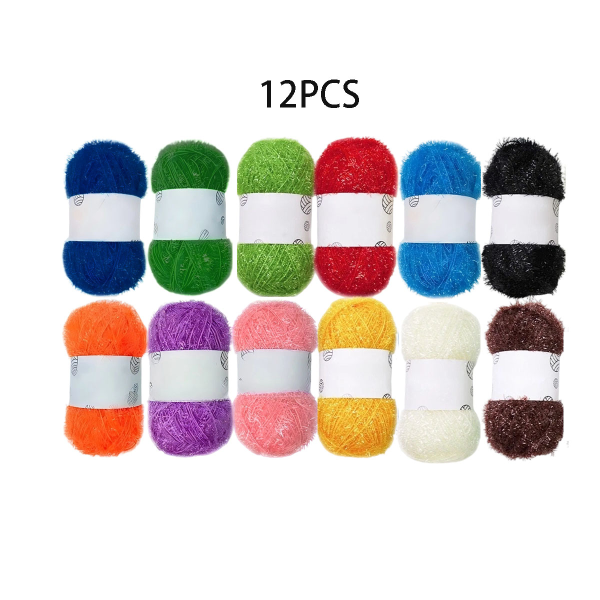 TEMU Lot de 12 fils acryliques pailletés + fils en fibre de verre de qualité supérieure - Matériel de tissage à - Convient pour au point de